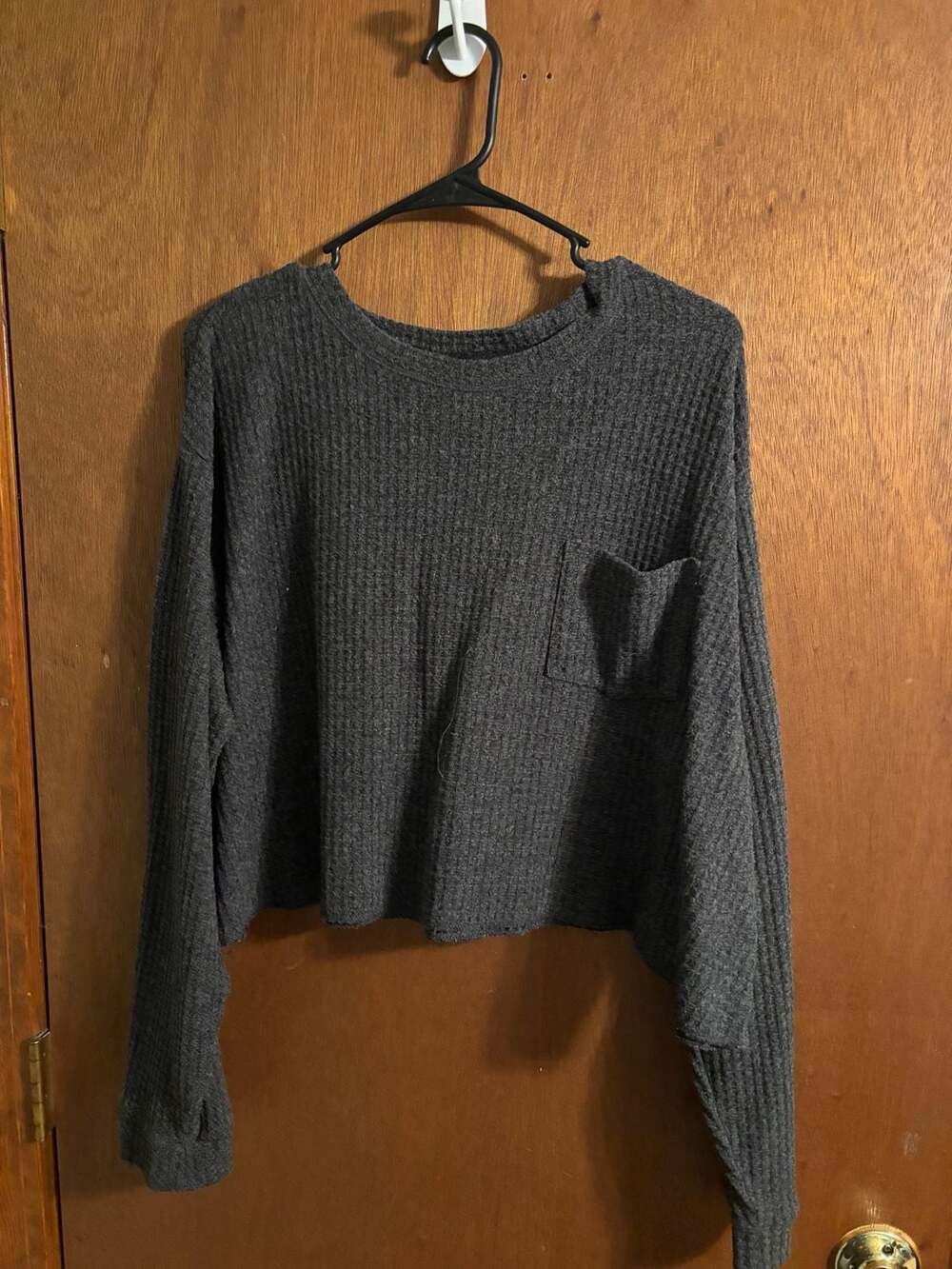 Wild Fable Gray Waffle Knit Crop Top with Pocket Size XXL